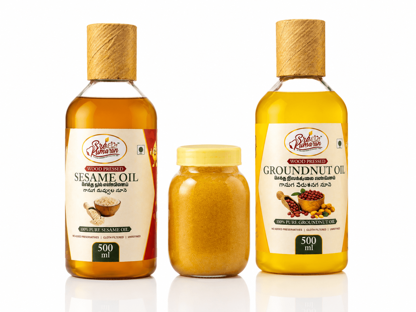 Varalakshmi Special Combo - Groundnut Oil, Sesame Oil & Cow Ghee Pooja Pack | ₹499 - Sree Kumaran Foods