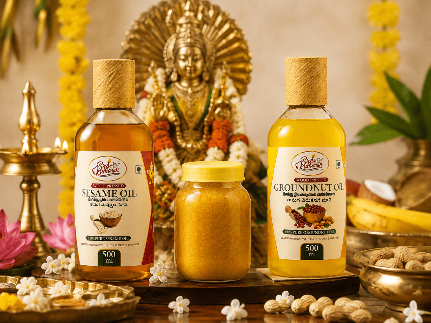 Varalakshmi Special Combo - Groundnut Oil, Sesame Oil & Cow Ghee Pooja Pack | ₹499 - Sree Kumaran Foods